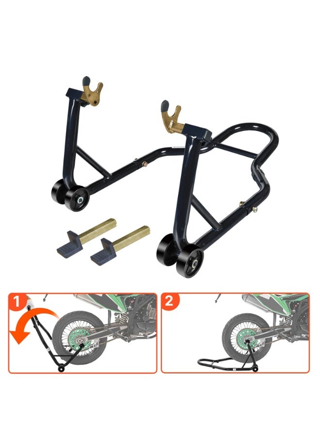 Heavy Duty Motorcycle Rear Wheel Paddock Stand - 850lbs (390kg) Capacity | Universal Lift Jack with U + L Fork Adapters | Fits Yamaha, Suzuki, Honda, Kawasaki | Black - Image 1